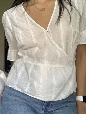 Madewell White Wrap Peplum Blouse Size 2